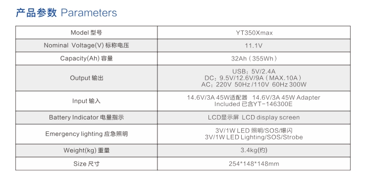 世豹戶外電源YT350Xmax參數(shù)